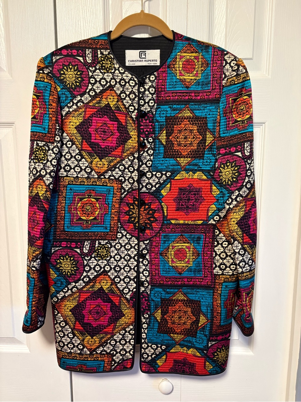Christian Ruperto Lightweight Multicolor Geometric Quilted Jacket